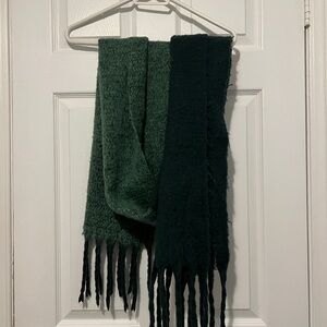 Cozy Green Fringed Scarf